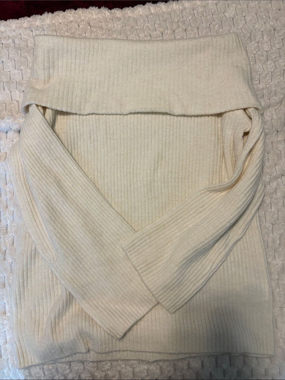 H&M Cream Off-Shoulder Ribbed Sweater